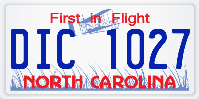 NC license plate DIC1027