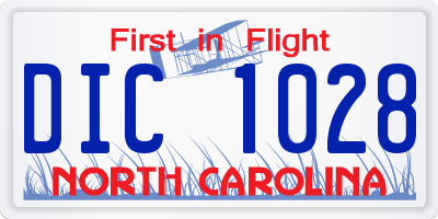 NC license plate DIC1028