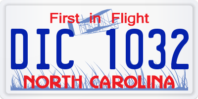 NC license plate DIC1032