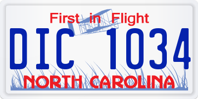 NC license plate DIC1034