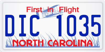NC license plate DIC1035