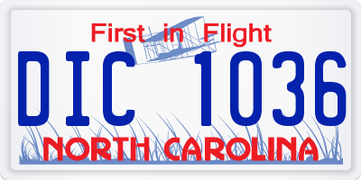 NC license plate DIC1036