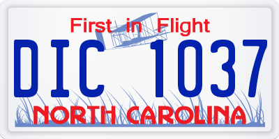 NC license plate DIC1037