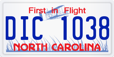 NC license plate DIC1038