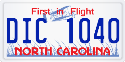 NC license plate DIC1040