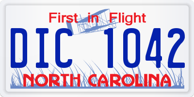 NC license plate DIC1042