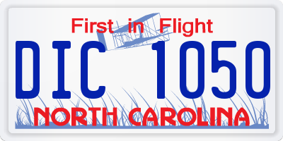 NC license plate DIC1050