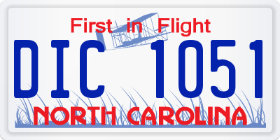 NC license plate DIC1051