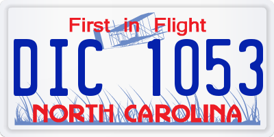 NC license plate DIC1053