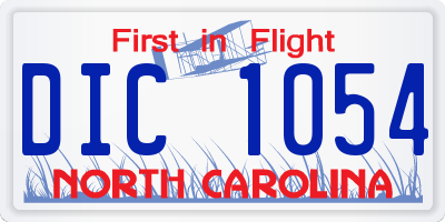 NC license plate DIC1054