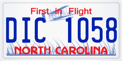 NC license plate DIC1058