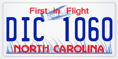 NC license plate DIC1060