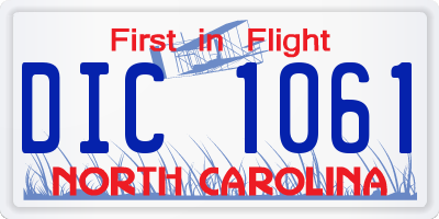 NC license plate DIC1061
