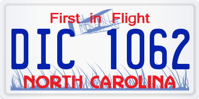 NC license plate DIC1062