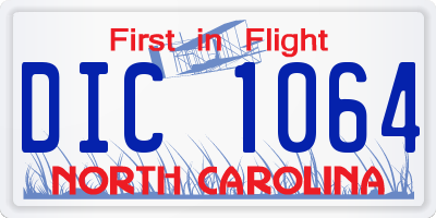 NC license plate DIC1064