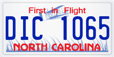 NC license plate DIC1065