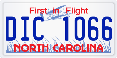 NC license plate DIC1066