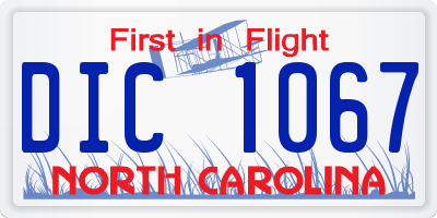NC license plate DIC1067
