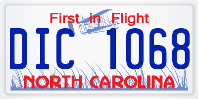 NC license plate DIC1068