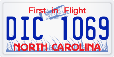 NC license plate DIC1069