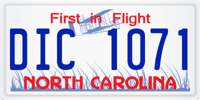 NC license plate DIC1071