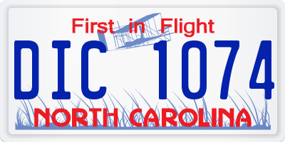 NC license plate DIC1074