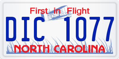 NC license plate DIC1077