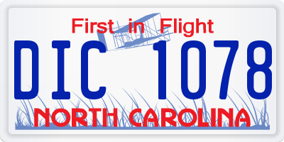 NC license plate DIC1078