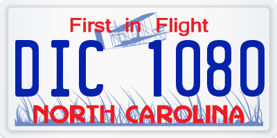 NC license plate DIC1080