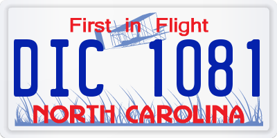 NC license plate DIC1081