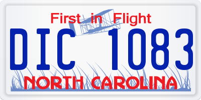 NC license plate DIC1083