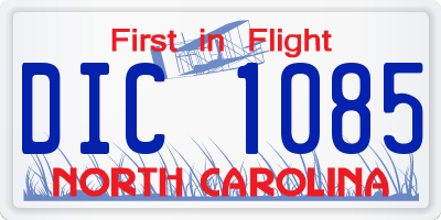 NC license plate DIC1085