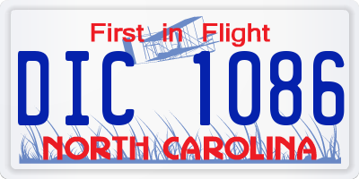 NC license plate DIC1086