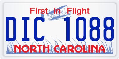 NC license plate DIC1088
