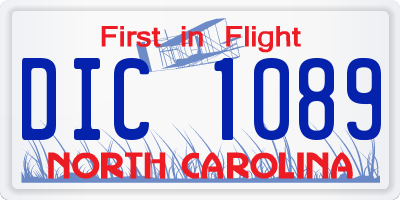 NC license plate DIC1089