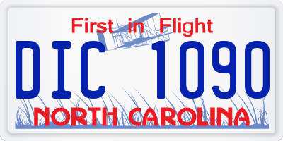 NC license plate DIC1090