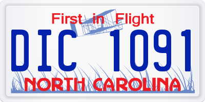 NC license plate DIC1091