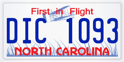 NC license plate DIC1093