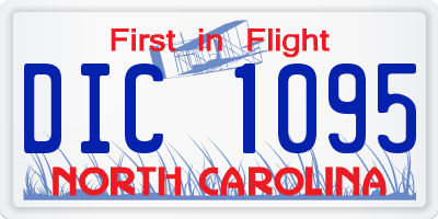 NC license plate DIC1095