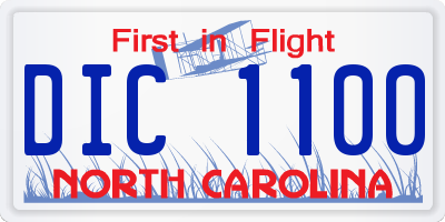 NC license plate DIC1100