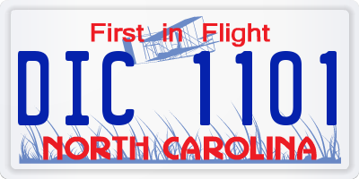 NC license plate DIC1101