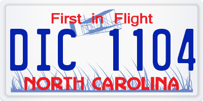 NC license plate DIC1104