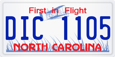 NC license plate DIC1105