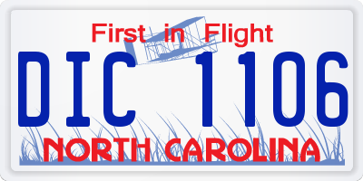 NC license plate DIC1106