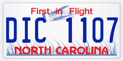 NC license plate DIC1107