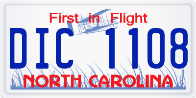 NC license plate DIC1108