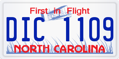 NC license plate DIC1109