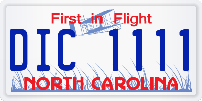 NC license plate DIC1111