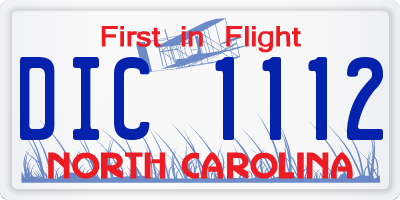 NC license plate DIC1112