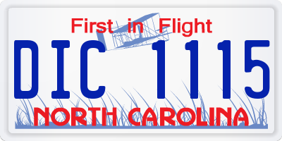 NC license plate DIC1115